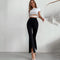 Pantalón Casual Cintura Alta con Abertura Frontal Estilizador