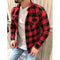 Camisa a Cuadros con Bolsillo y Solapa para Hombre - Manga Larga Otoño