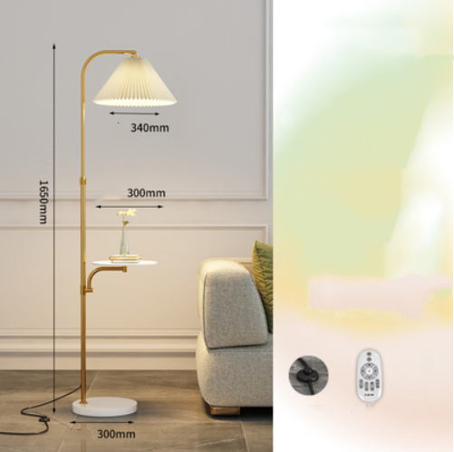 Lámpara de Pie para Sala con Pantalla Plisada y Base de Madera Maciza - Image 41