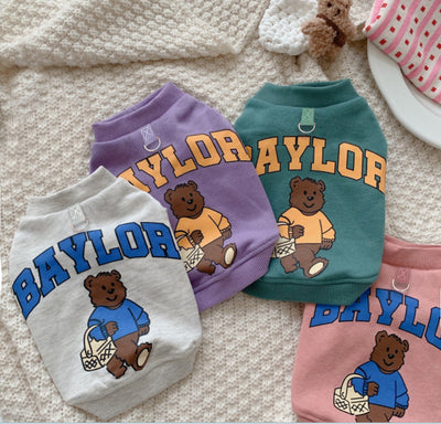 Large dog wearing a teal fleece-lined sweatshirt with 'BAYLOR' text and a bear graphic on the back. - Image 22