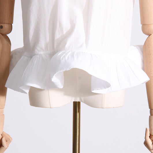 Conjunto de Dos Piezas: Blusa sin Mangas con Cuello Alzado Plisado y Falda Volantes - Image 6