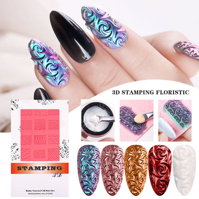 Plantilla de Estampado de Uñas en Silicona con Relieve 3D