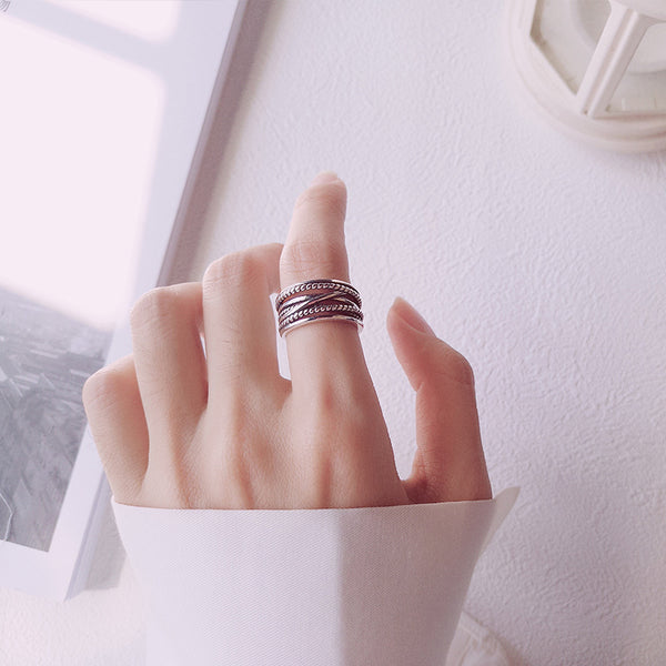 Anillo de Plata 925 Trenzado Vintage para Parejas