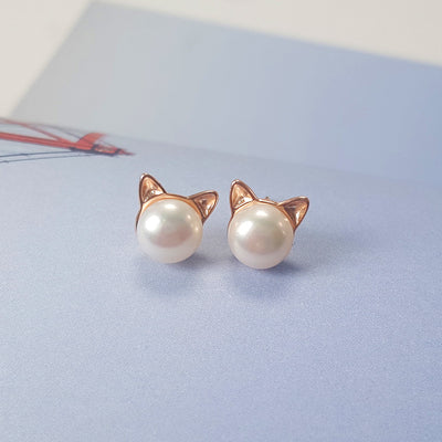 Aretes de Plata 925 con Perlas de Agua Dulce y Diseño de Orejas de Gato - Image 11
