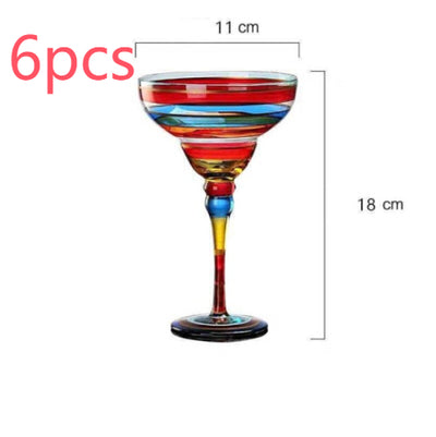 Copa Margarita de Cristal Pintada a Mano - Diseño Triangular Artístico - Image 24