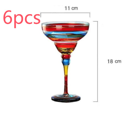 Copa Margarita de Cristal Pintada a Mano - Diseño Triangular Artístico - Image 24