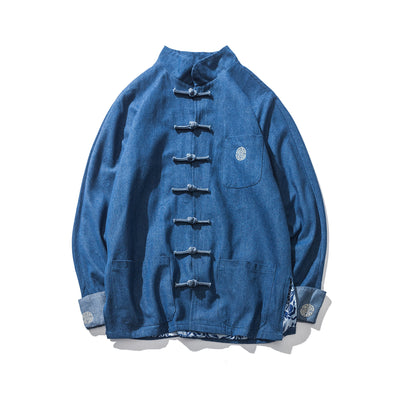 Chaqueta Denim Hanfu Retro - Fusión de Moda Oriental y Estilo Contemporáneo - Image 5