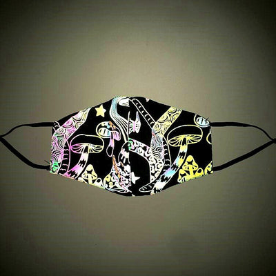 Bright white reflective face mask with ear loops, glowing against a dark grey background. - Image 4