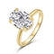 Plateado Oval Big Diamond Ring For Women Dorado No 5