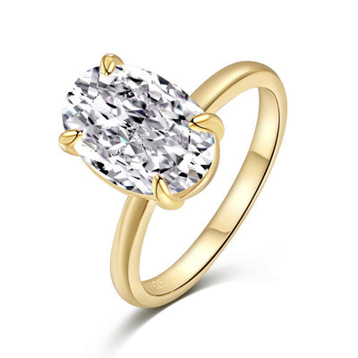 Anillo de Plata con Diamante Ovalado Grande para Mujer - Image 5