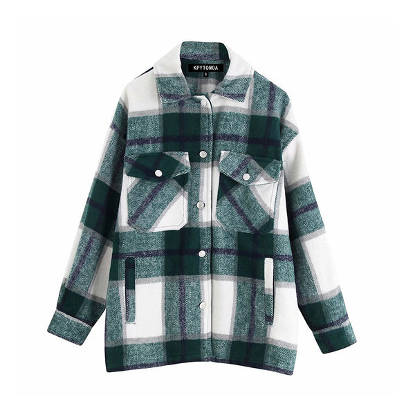 Chaqueta Camisa Cuadros para Mujer - Casual y Versátil