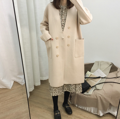 Cardigan Tejido Grueso Coreano Talla Grande - Abrigo Suelto Doble Botonadura para Otoño e Invierno - Image 3