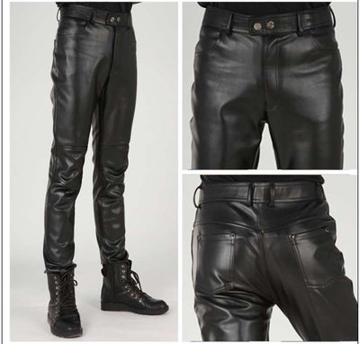 Pantalones de Cuero para Motociclista con Costuras Reforzadas - Image 11