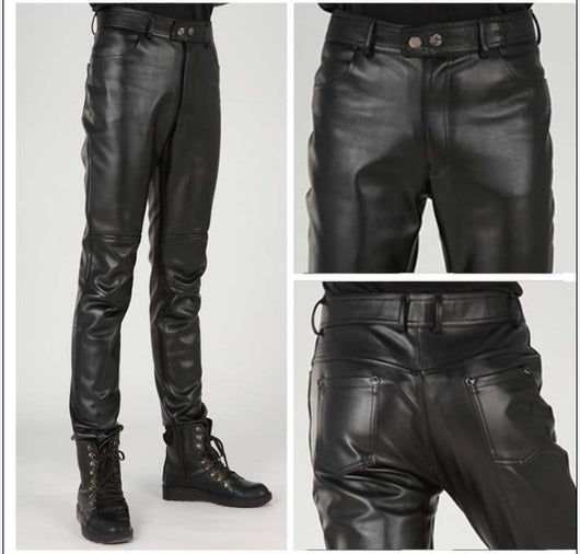 Pantalones de Cuero para Motociclista con Costuras Reforzadas - Image 11
