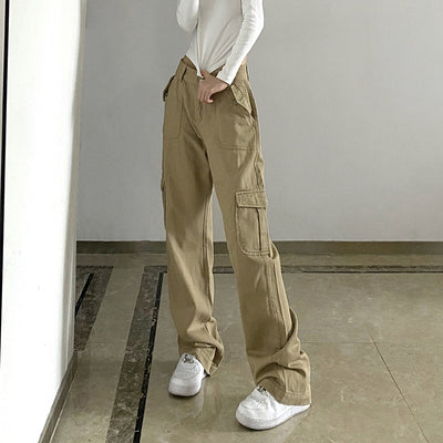 Pantalones Casuales Sueltos de Cintura Baja para Mujer - Corte Recto y Drapeado - Image 10