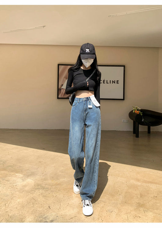 Pantalones Vaqueros Pierna Ancha Talla Grande para Mujer Otoño e Invierno - Image 12