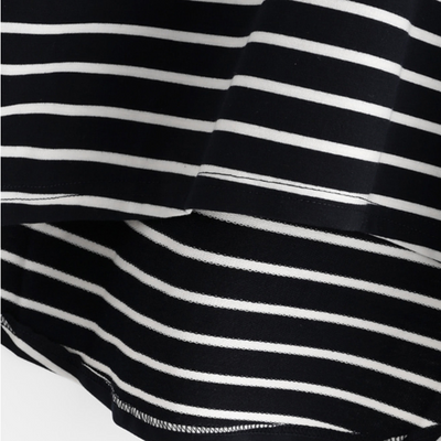 Sudadera Hoodie Suelta a Rayas Blanco y Negro - Image 2