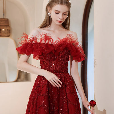 Vestido Elegante Hombro Descubierto para Anfitriona de Conferencias - Image 10