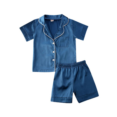 Pijama de dos piezas de algodón con mangas cortas para niños - Image 4