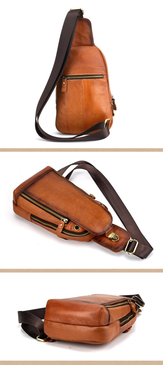 Bolsa Bandolera de Cuero para Hombre - Mochila Pecho Casual - Image 4