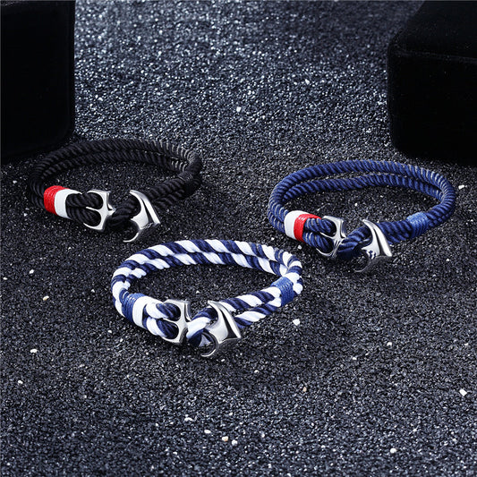 Pulsera de Supervivencia Náutica para Hombre con Cuerda Paracord y Ancla de Metal - Image 2