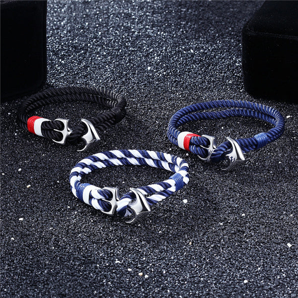Pulsera de Supervivencia Náutica para Hombre con Cuerda Paracord y Ancla de Metal