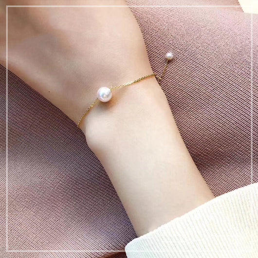 Pulsera de Perla Akoya Japonesa en Oro 18K Ajustable - Blanco Rosado Natural - Image 4