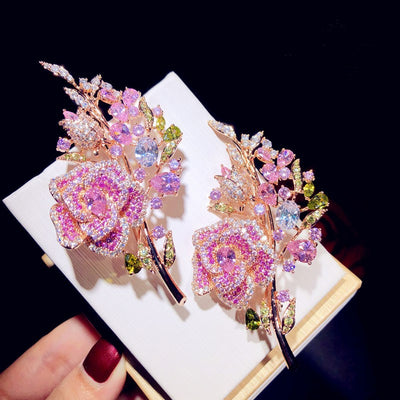 Broche Ramillete de Diamantes en Circonio Rosa - Image 10