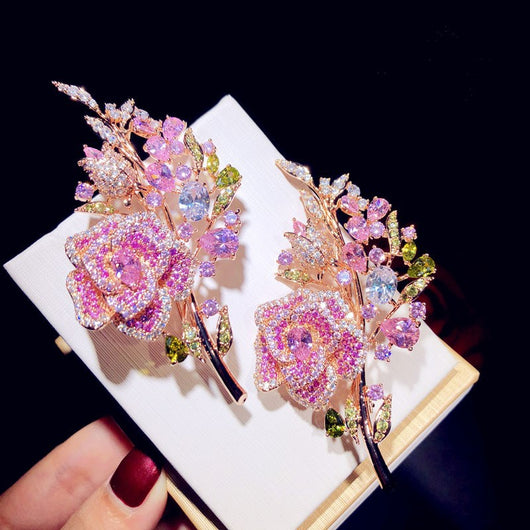 Broche Ramillete de Diamantes en Circonio Rosa - Image 10