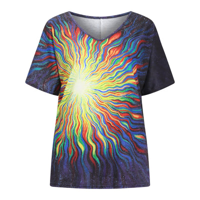 Blusa Estampada Cuello V Suelta Manga Corta para Mujer - Image 10