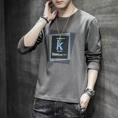 Camiseta Manga Larga Hombre Cuello Redondo Slim Fit Estilo Coreano - Image 5