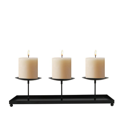 Candelabro de Tres Brazos Modular con Plato Grande para Velas de Pilar de 4 Pulgadas - Image 4