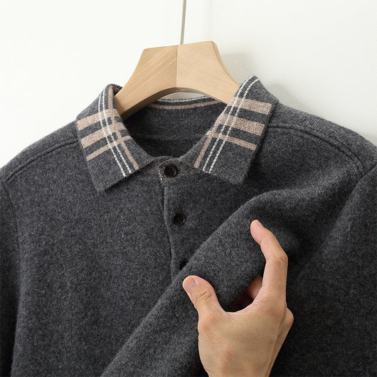 Suéter Polo Cuello Solapa Multicolor Tejido Cashmere Holgado - Image 4