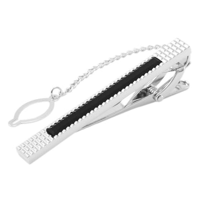 Broche de Cuello Rectangular en Ágata Negra y Metal - Image 3