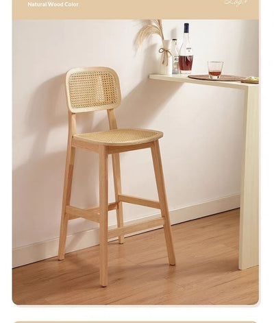 Taburete de Bar Ovalado en Ratán Tejido con Madera de Hule Maciza - Image 31