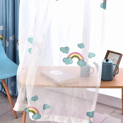 Cortinas de Malla Bordada para Balcón con Diseño de Nubes Arcoíris - Image 4