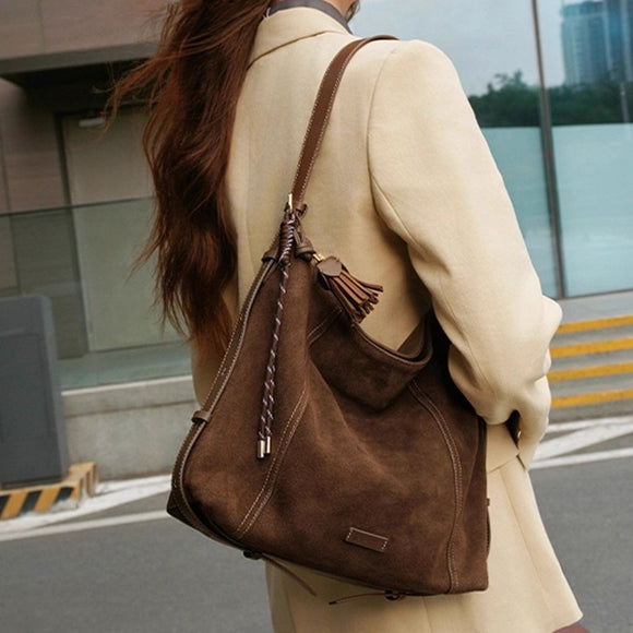 Bolso Crossbody Vintage de Ante Aterciopelado - Gran Capacidad para Otoño e Invierno
