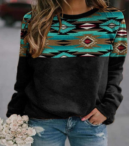 Sudadera Étnica Retro Occidental con Estampado Geométrico para Mujer - Image 5