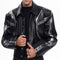 Chaqueta de Cuero Negra Estilo Vintage Desgastado