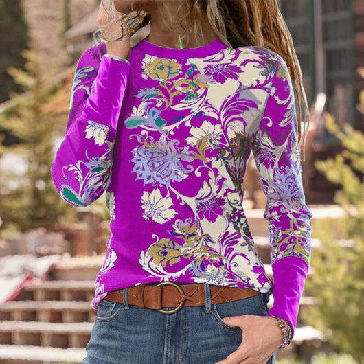 Playera Manga Larga Cuello Redondo con Estampado para Mujer - Diseño Trendy - Image 12