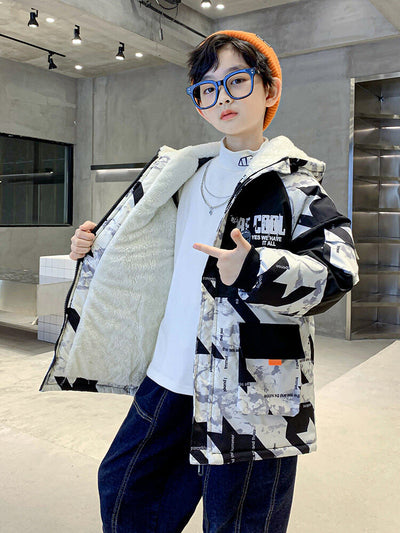 Parka Infantil Camuflaje con Forro de Terciopelo para Niños Medianos y Grandes - Image 9