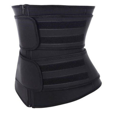 Bright blue neoprene sports slimming waist belt with black trim, a zipper, and two adjustable hook-and-loop straps. - Image 7