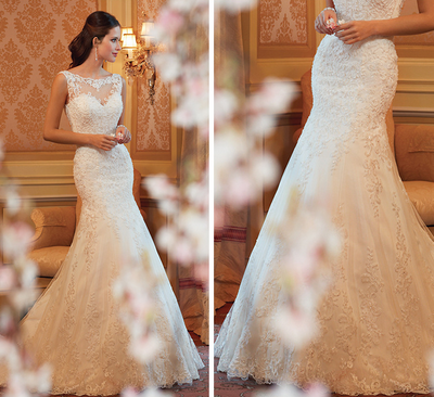 Vestido de Novia Cola de Pez con Encaje Elegante - Image 4