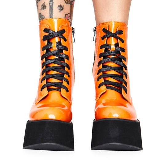 Botas Tobilleras de Charol con Plataforma y Cordones para Mujer - Image 12