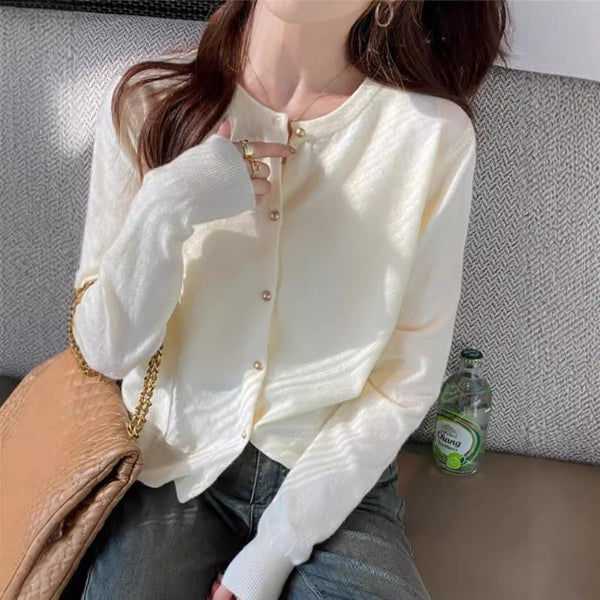 Cardigan Tejido Gris para Mujer - Abrigo Suéter Premium Otoño
