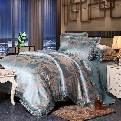 Juego de Cama 4 Piezas Algodón Puro con Diseño Jacquard Satinado Europeo - Image 19