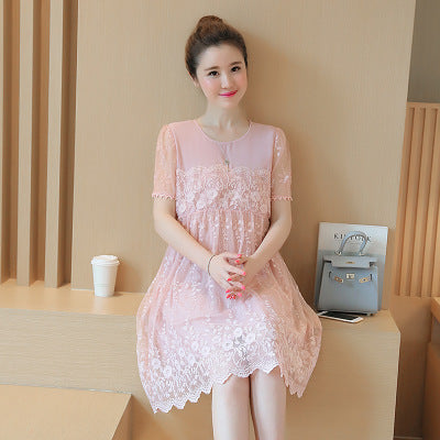 Vestido Maternal Crochet Floral Estilo Coreano - Elegancia y Comodidad para Embarazadas - Image 5
