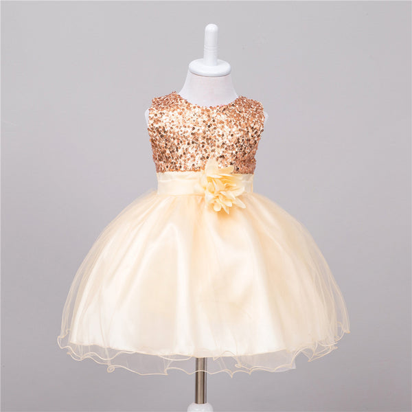 Vestido de Niña con Lentejuelas Floral para Dama de Honor y Eventos Especiales