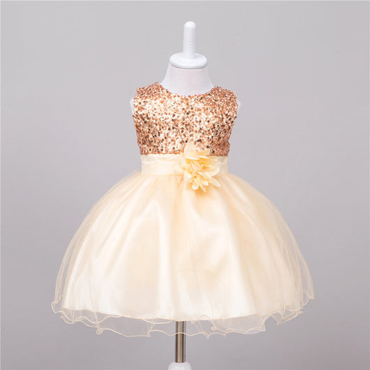 Vestido de Niña con Lentejuelas Floral para Dama de Honor y Eventos Especiales