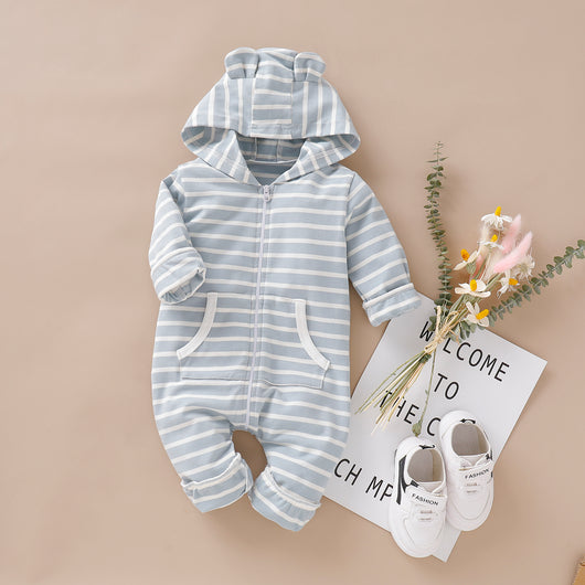 Jumpsuit de Algodón a Rayas Azul